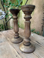 2 Wooden Candle Holders