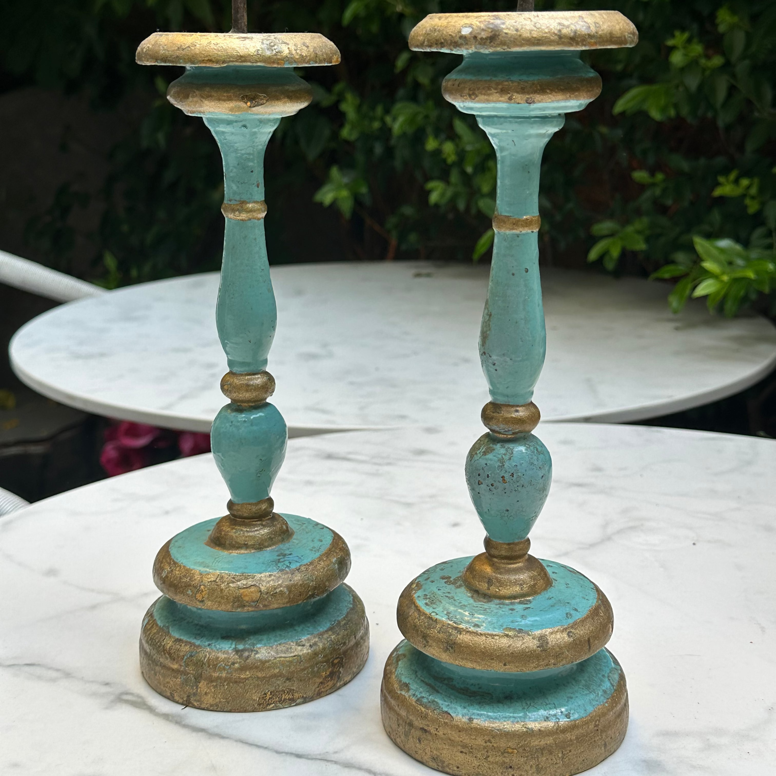 2 Italian 18th Century Wooden Candle Holders