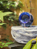 Blue Bowl Zen Garden Fountain With Blue Glass Pot