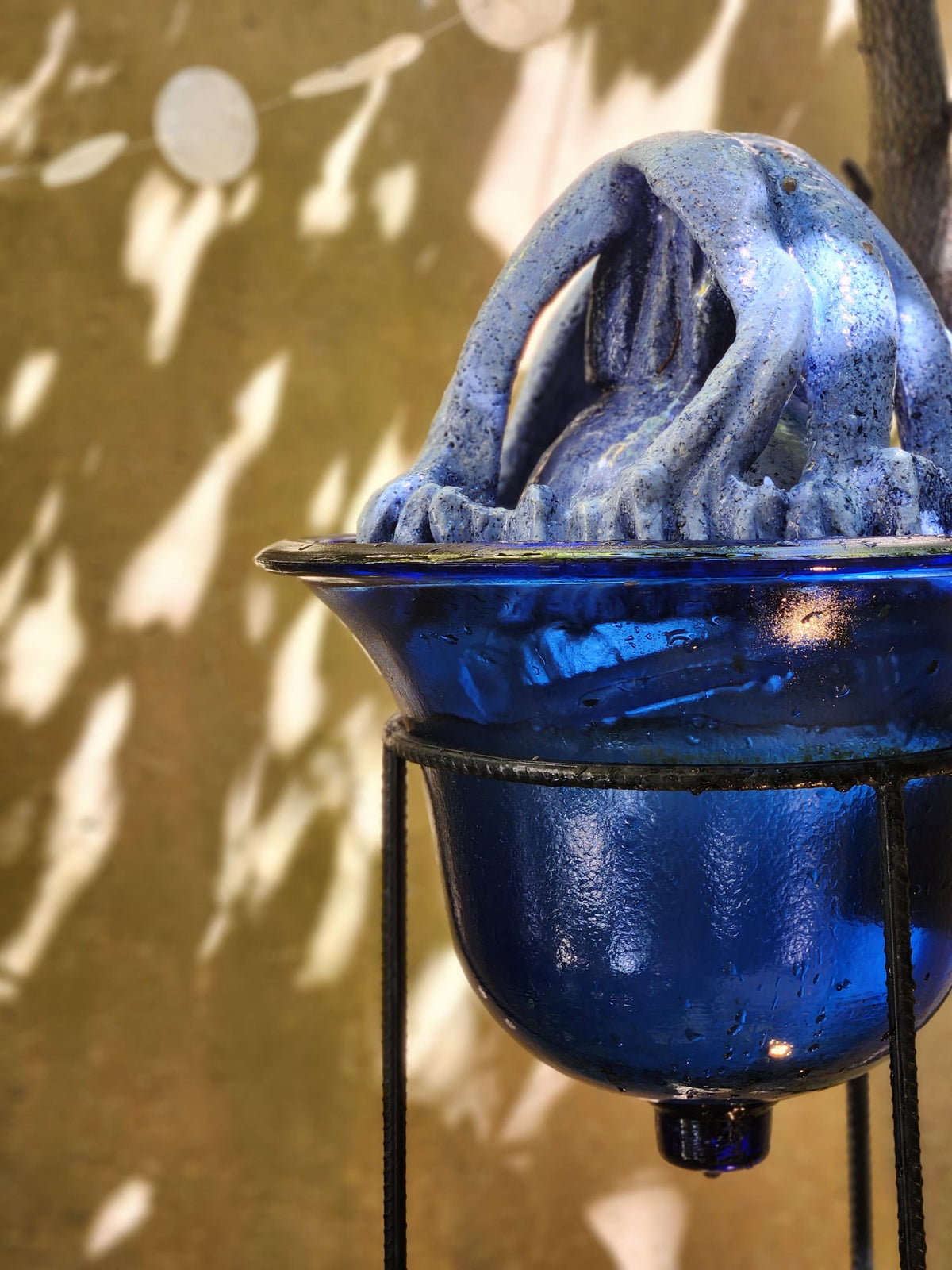 Blue Starfish in Blue Glass Zen Water Fountain